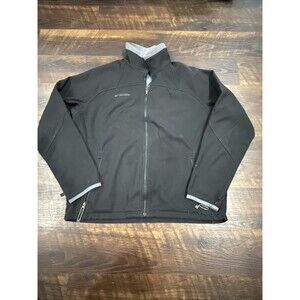 Columbia Jacket Mens Large Black Full Zip Softshell Fleece Lined Outdoors